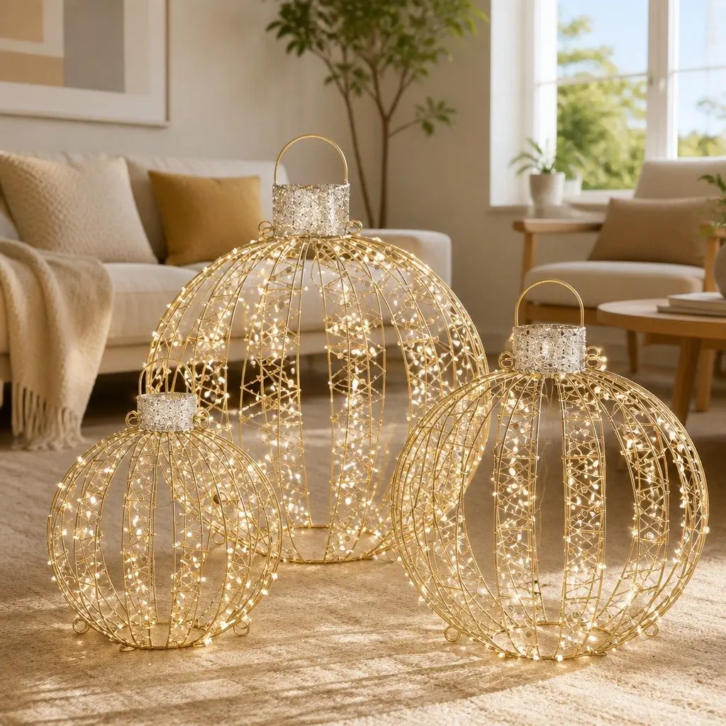 Christmas Lights Outdoor Indoor Decorations 3 Piece 360 LED Light Ball