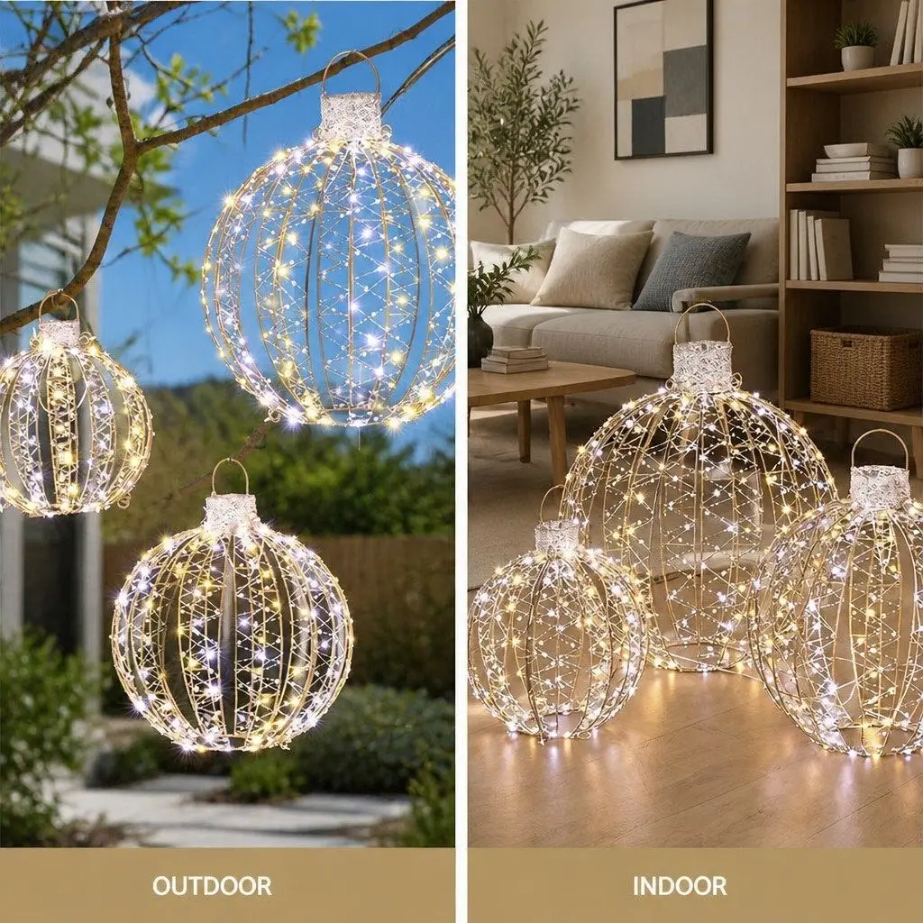Christmas Lights Outdoor Indoor Decorations 3 Piece 360 LED Light Ball