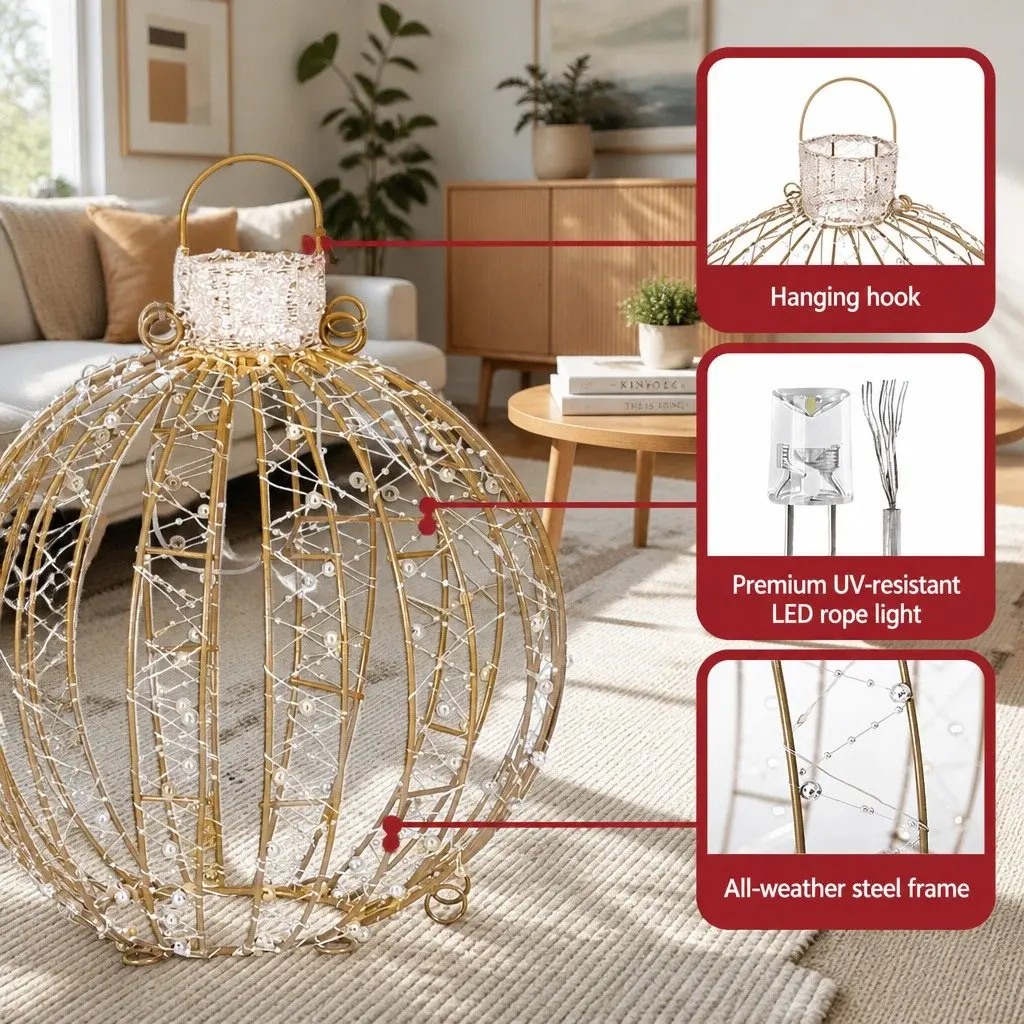 Christmas Lights Outdoor Indoor Decorations 3 Piece 360 LED Light Ball