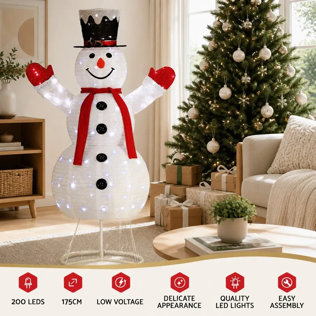 Christmas Light Snowman Indoor Outdoor 1.7M 200 LED Warm White
