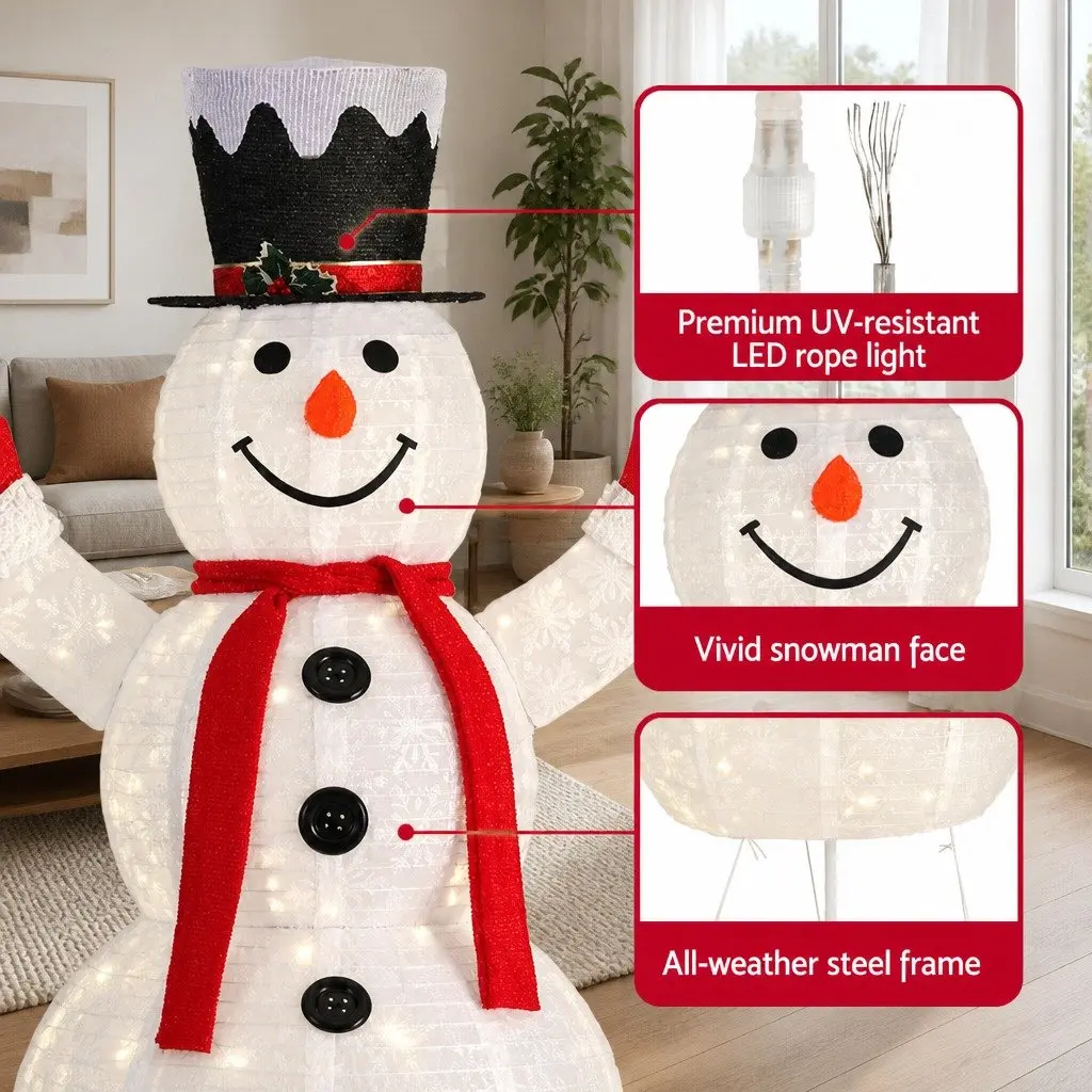 Christmas Light Snowman Indoor Outdoor 1.7M 200 LED Warm White