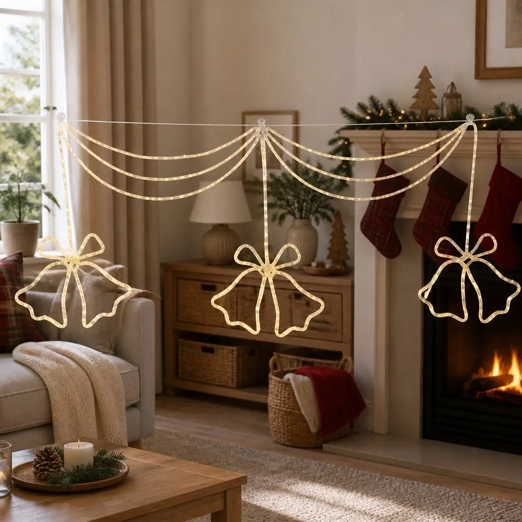 LED Christmas Light String Outdoor Indoor 1.8M 288 Multicolour Bell Motif