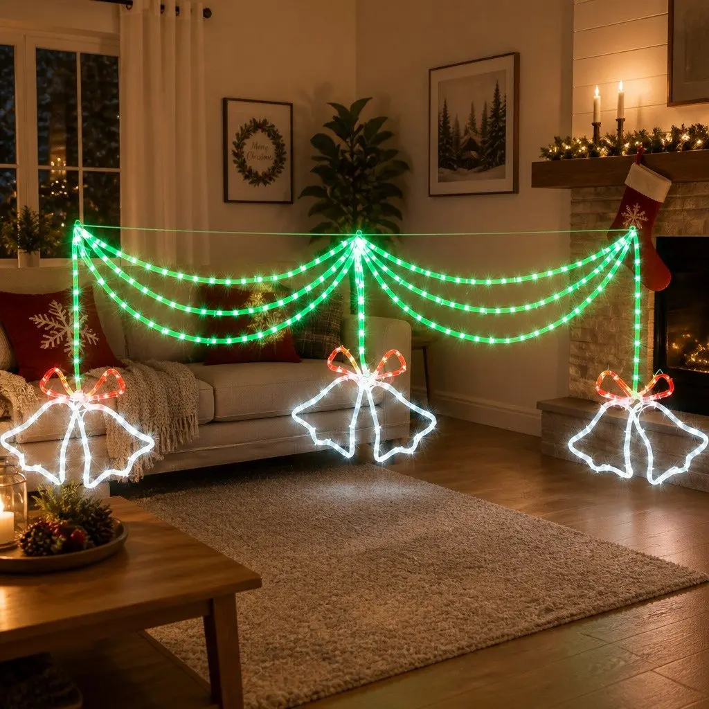 LED Christmas Light String Outdoor Indoor 1.8M 288 Multicolour Bell Motif