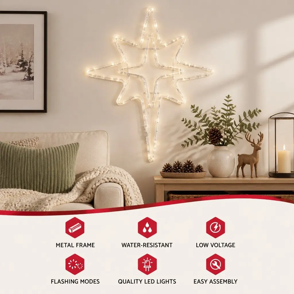 Bethlehem Star Christmas Light Decoration Indoor Outdoor 57cm 90 LED Warm White