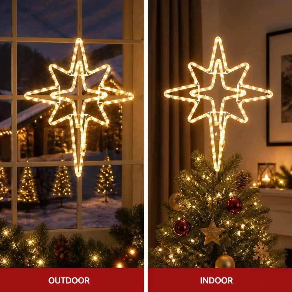 Bethlehem Star Christmas Light Decoration Indoor Outdoor 57cm 90 LED Warm White