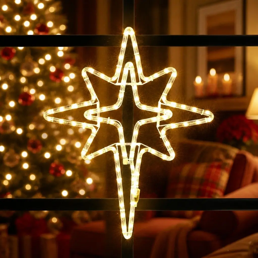 Bethlehem Star Christmas Light Decoration Indoor Outdoor 57cm 90 LED Warm White