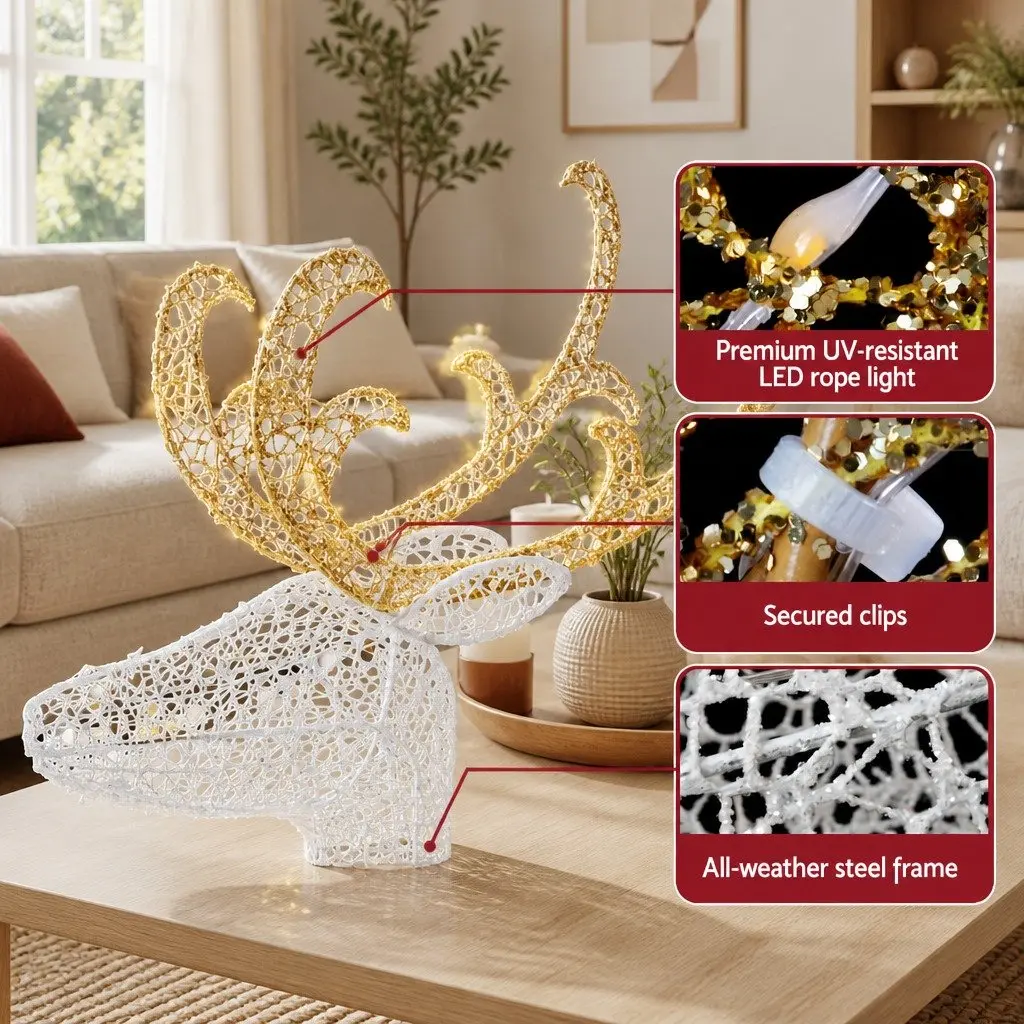 LED Christmas Lights Outdoor Decoration 3D Reindeer Sleigh 165cm Height Multi-color