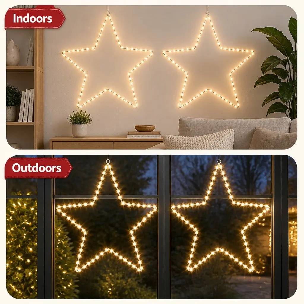 Star Christmas Light Decoration Indoor Outdoor 50cm 70 LED Warm White