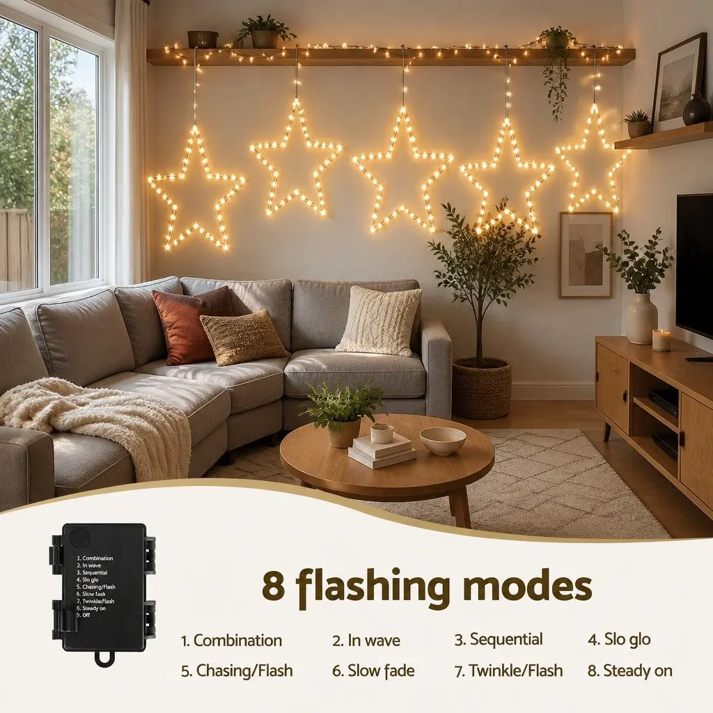 Star Christmas Light Decoration Indoor Outdoor 50cm 70 LED Warm White