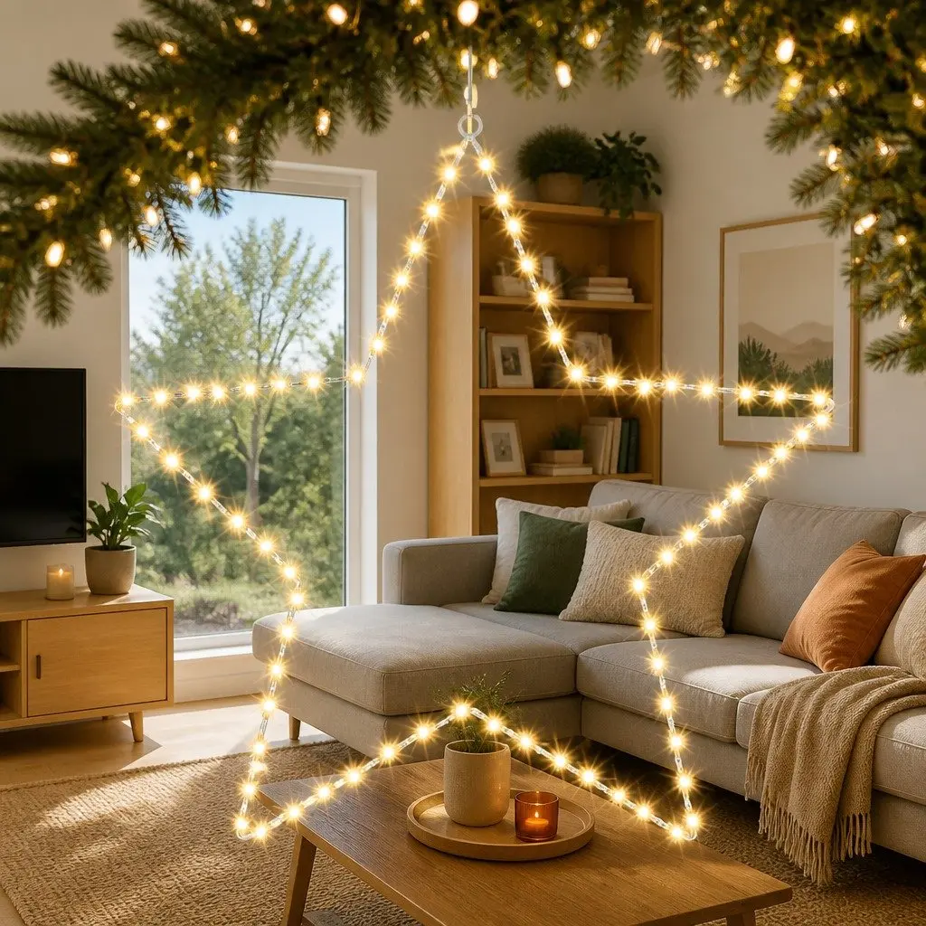 Star Christmas Light Decoration Indoor Outdoor 50cm 70 LED Warm White
