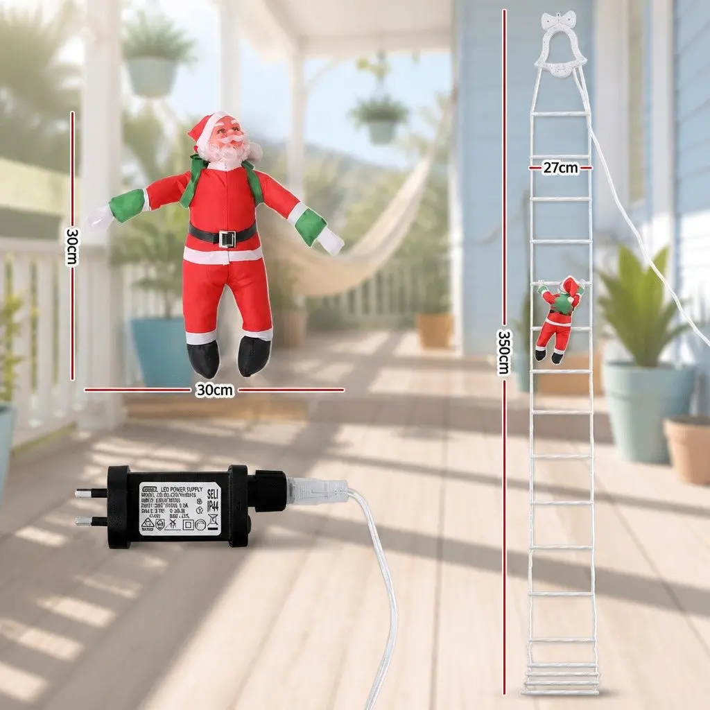 Christmas Ladder Lights Outdoor 3.5M Multicolour with Detachable Santa Claus