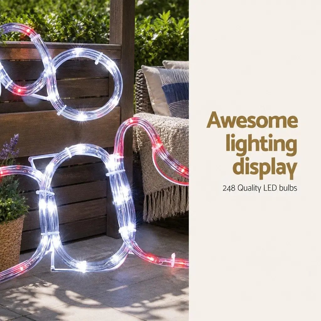 Christmas Lights Outdoor Indoor 1M Multicoloured LED Santa Motif 248 Bulbs