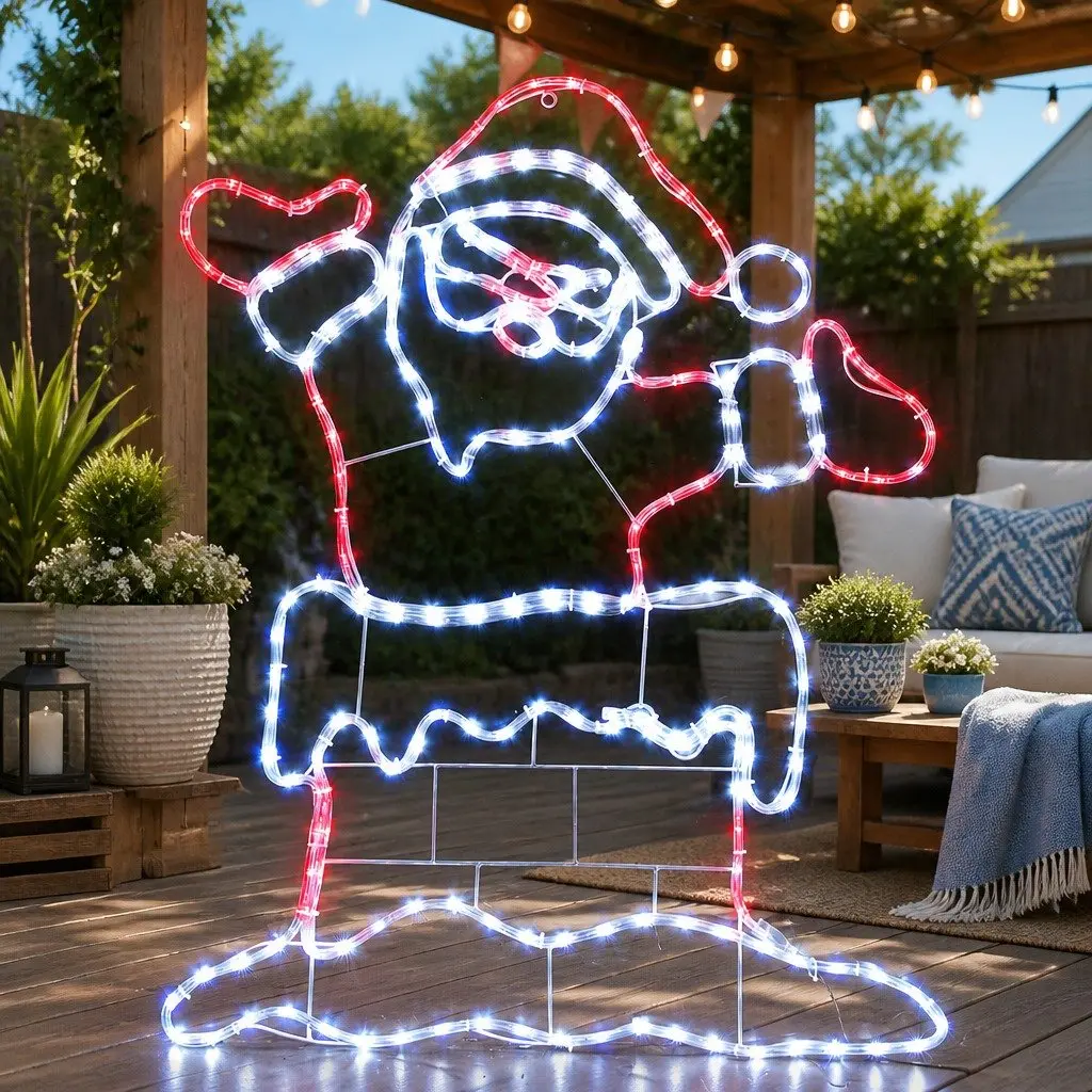 Christmas Lights Outdoor Indoor 1M Multicoloured LED Santa Motif 248 Bulbs