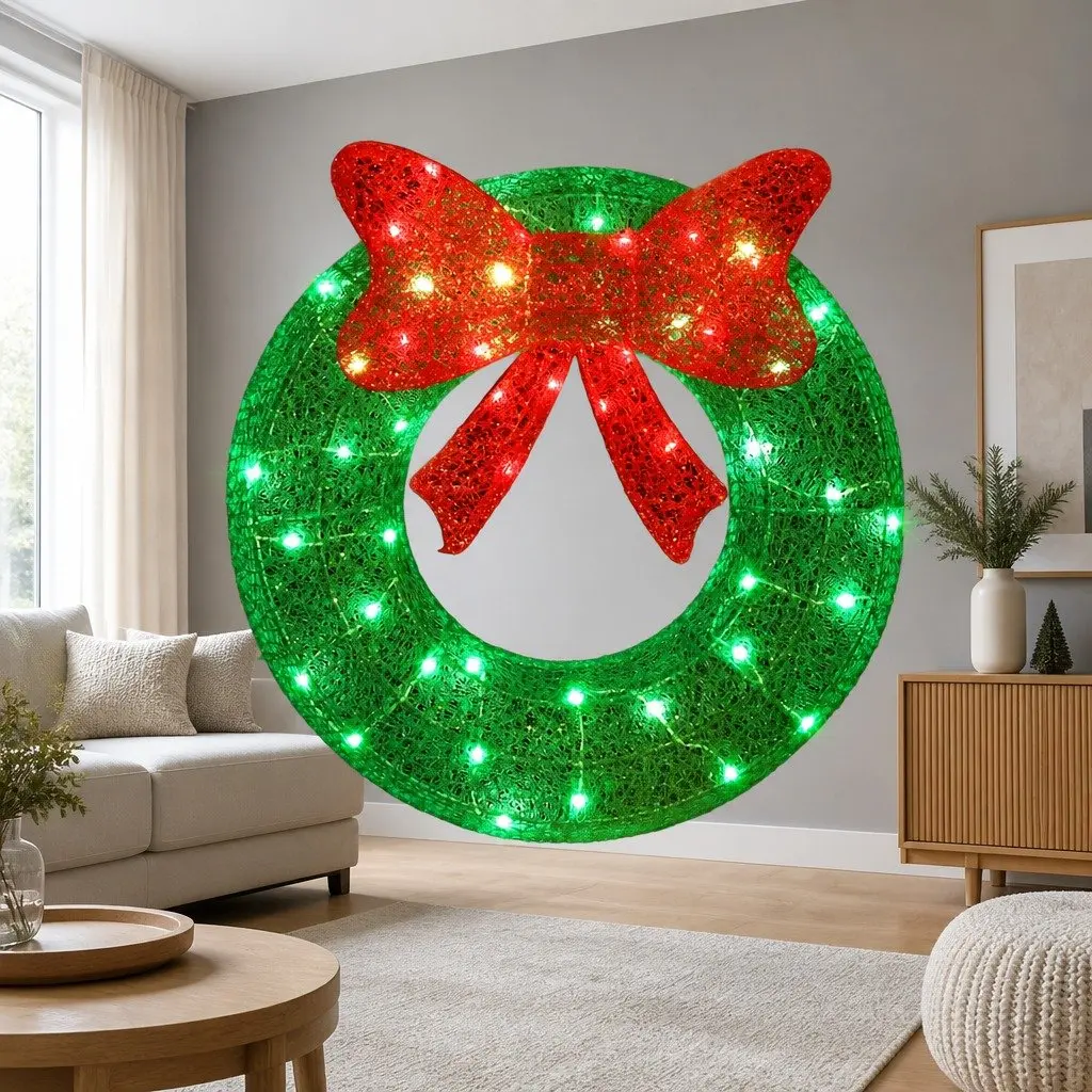 Solar Christmas Wreath Light Outdoor 60cm