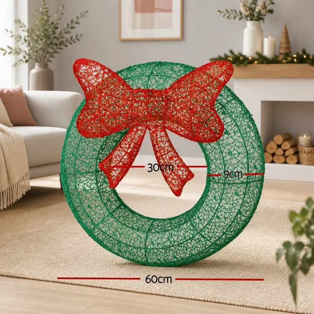 Solar Christmas Wreath Light Outdoor 60cm