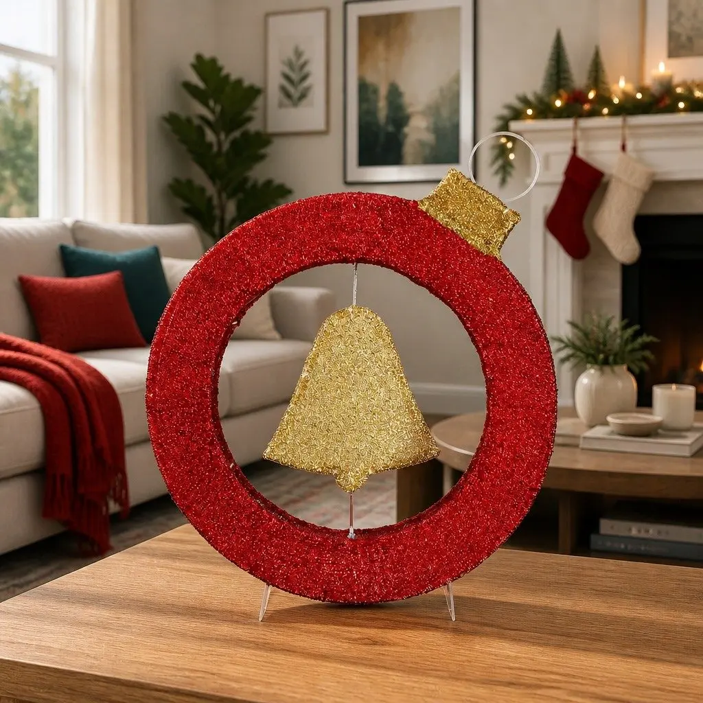 LED Christmas Wreath 60cm Indoor Outdoor Decor with 30 Warm White Lights