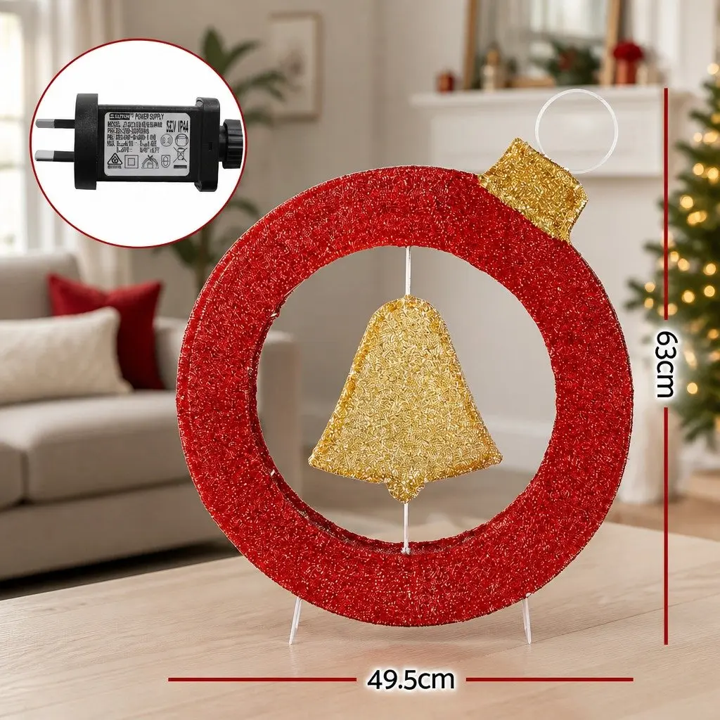 LED Christmas Wreath 60cm Indoor Outdoor Decor with 30 Warm White Lights