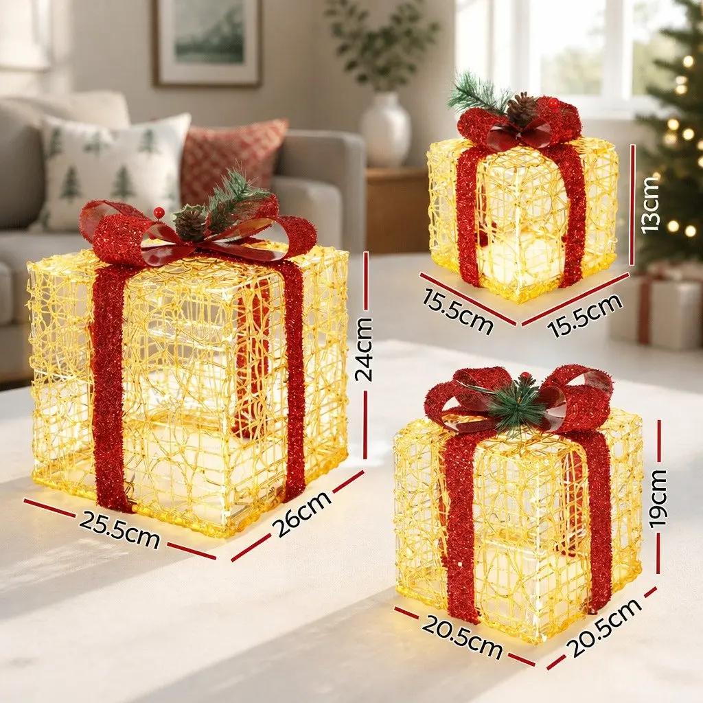 Christmas Lights Gift Box Set Indoor Outdoor 3 Piece 48 LED Warm-White