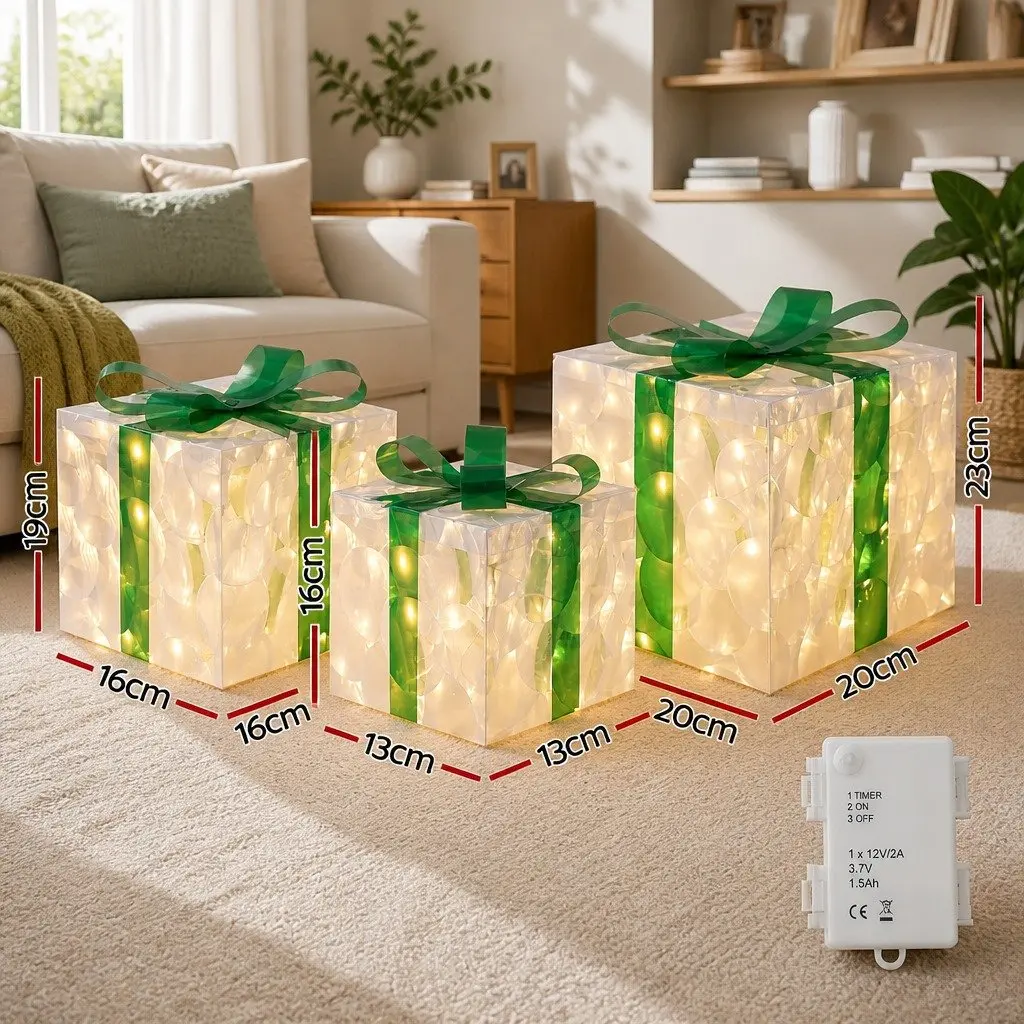Christmas Lights Indoor Outdoor Warm White LED 3 Piece Gift Box Set