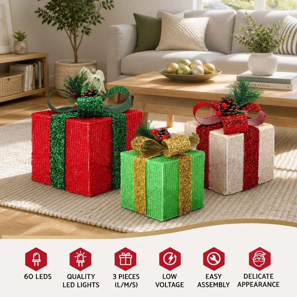 Christmas Light Set Indoor Outdoor 3 Piece 60 LED Multicolour