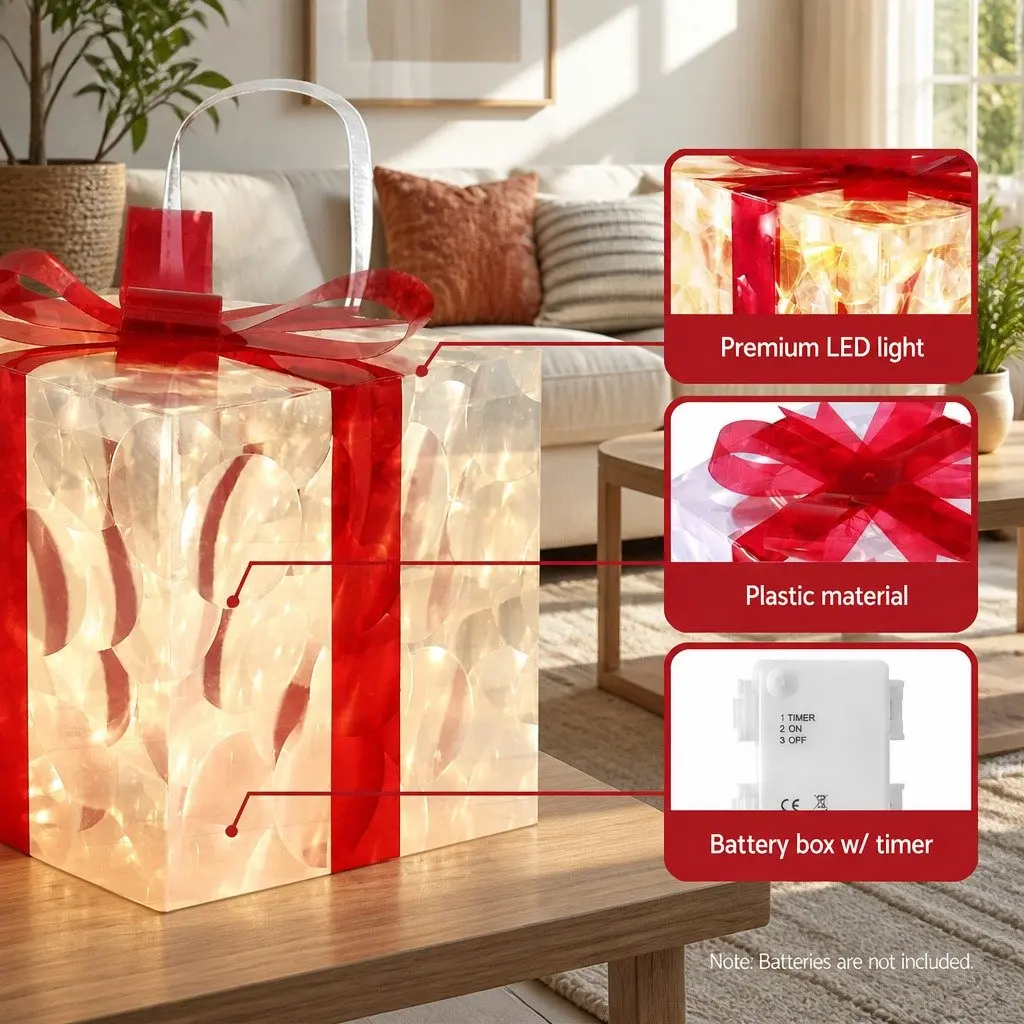 3 PCS Christmas Lights 70 LED Warm White Gift Box Indoor Outdoor Decoration