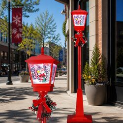 1.8M Outdoor Christmas Lamp Post with LED Bulbs & Music