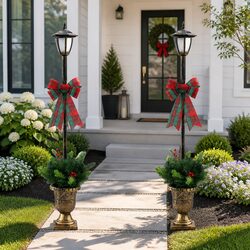 125cm Christmas Lamp Post Duo with 50 LEDs and Solar Power