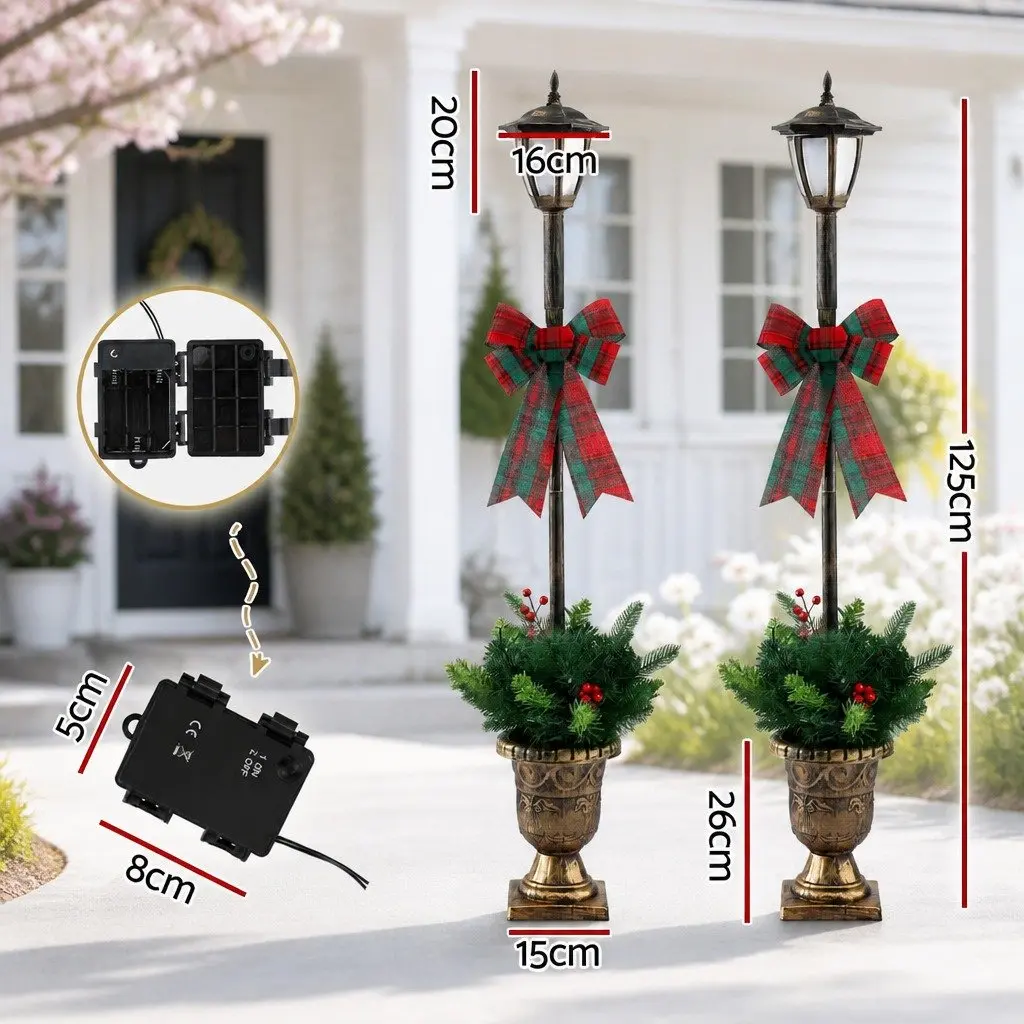 Christmas Lamp Post Outdoor Decorations 125cm Set of 2 50 LED Lights Warm White
