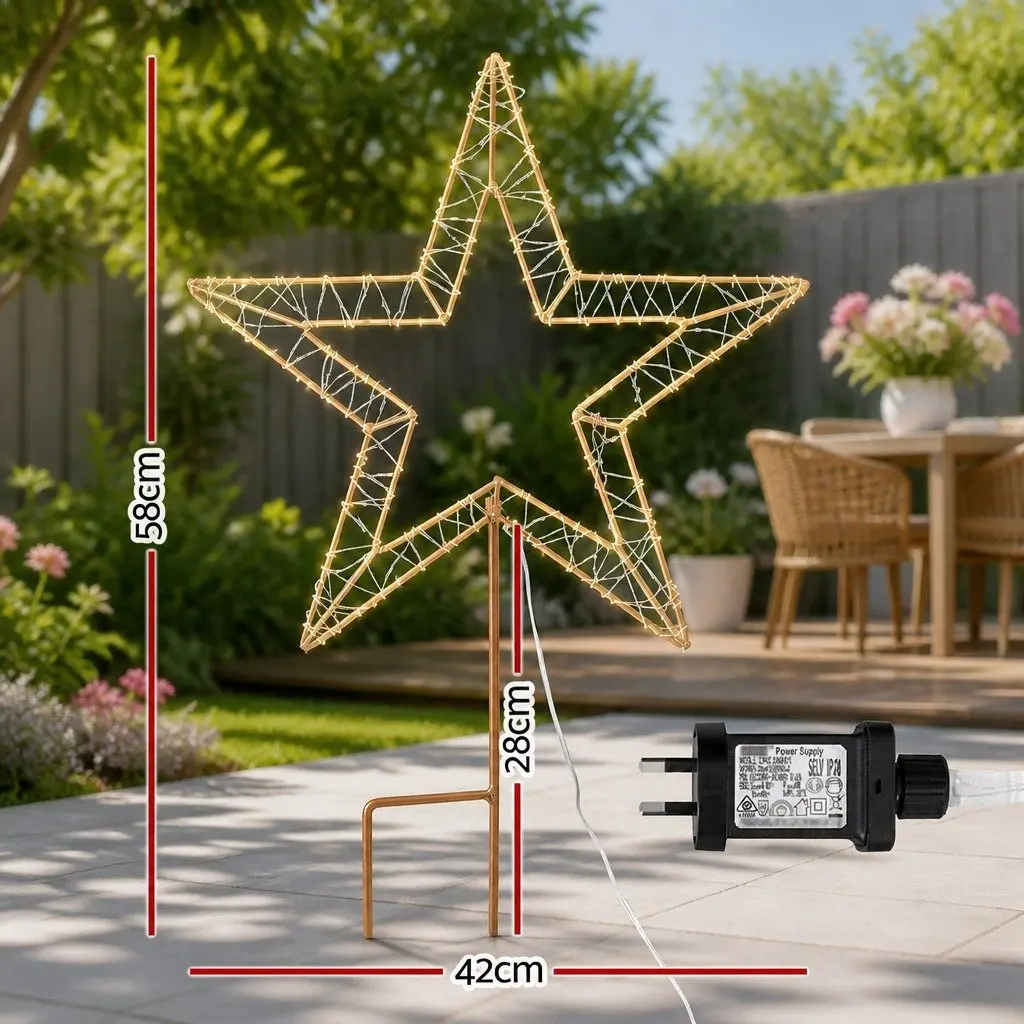 LED Christmas Lights Outdoor Decoration 3D Star 42cm for Garden and Backyard