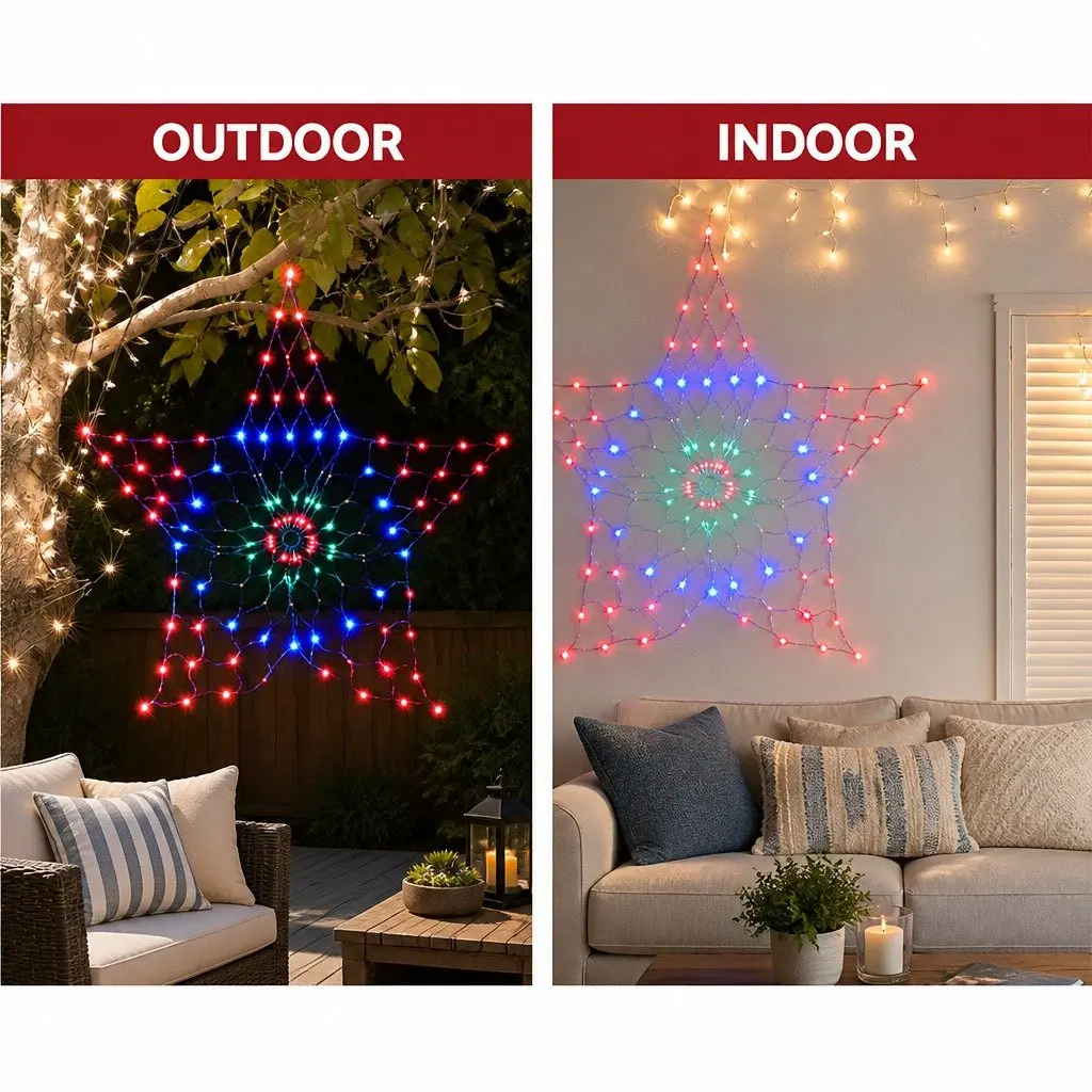 Christmas Lights Outdoor Indoor Decoration 1.3M 130 LED Snow Motif Multicoloured
