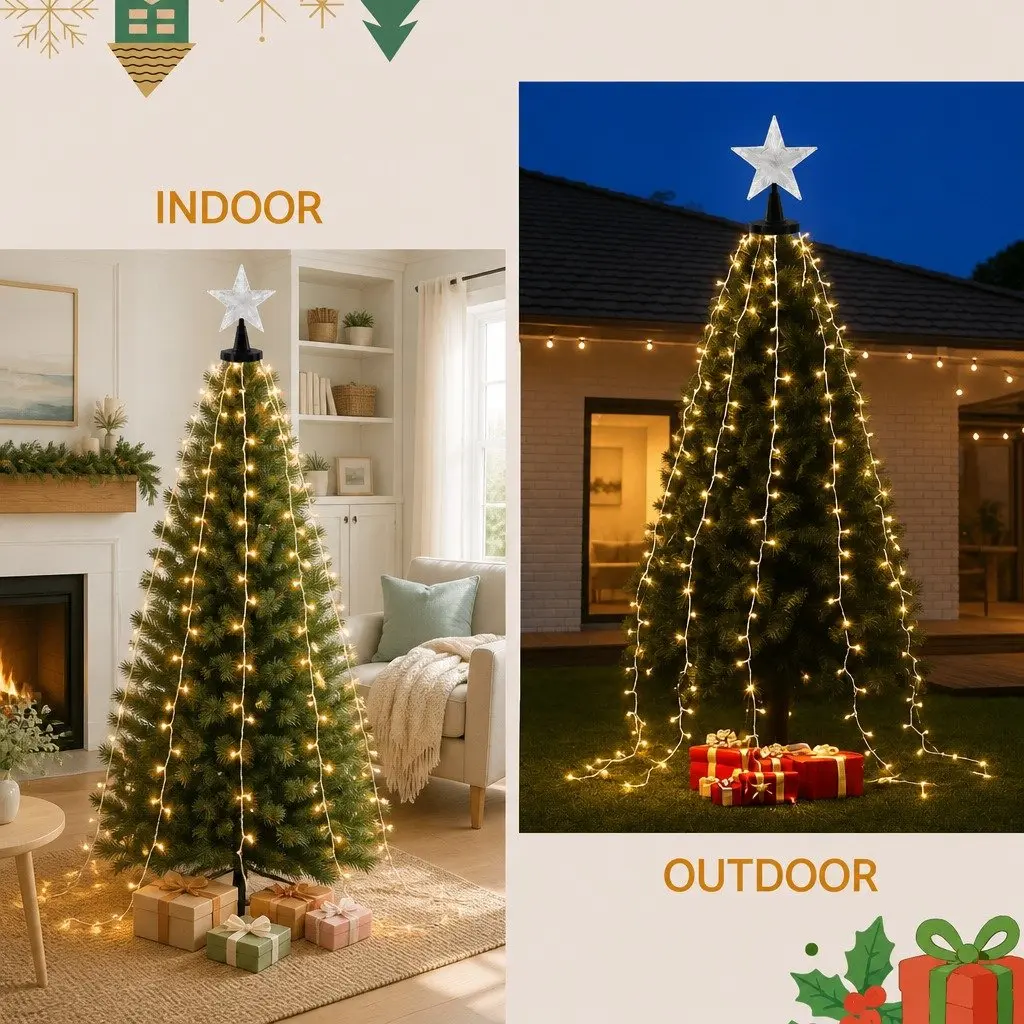 Christmas Waterfall String Lights Indoor Outdoor 2.5M 300 LED
