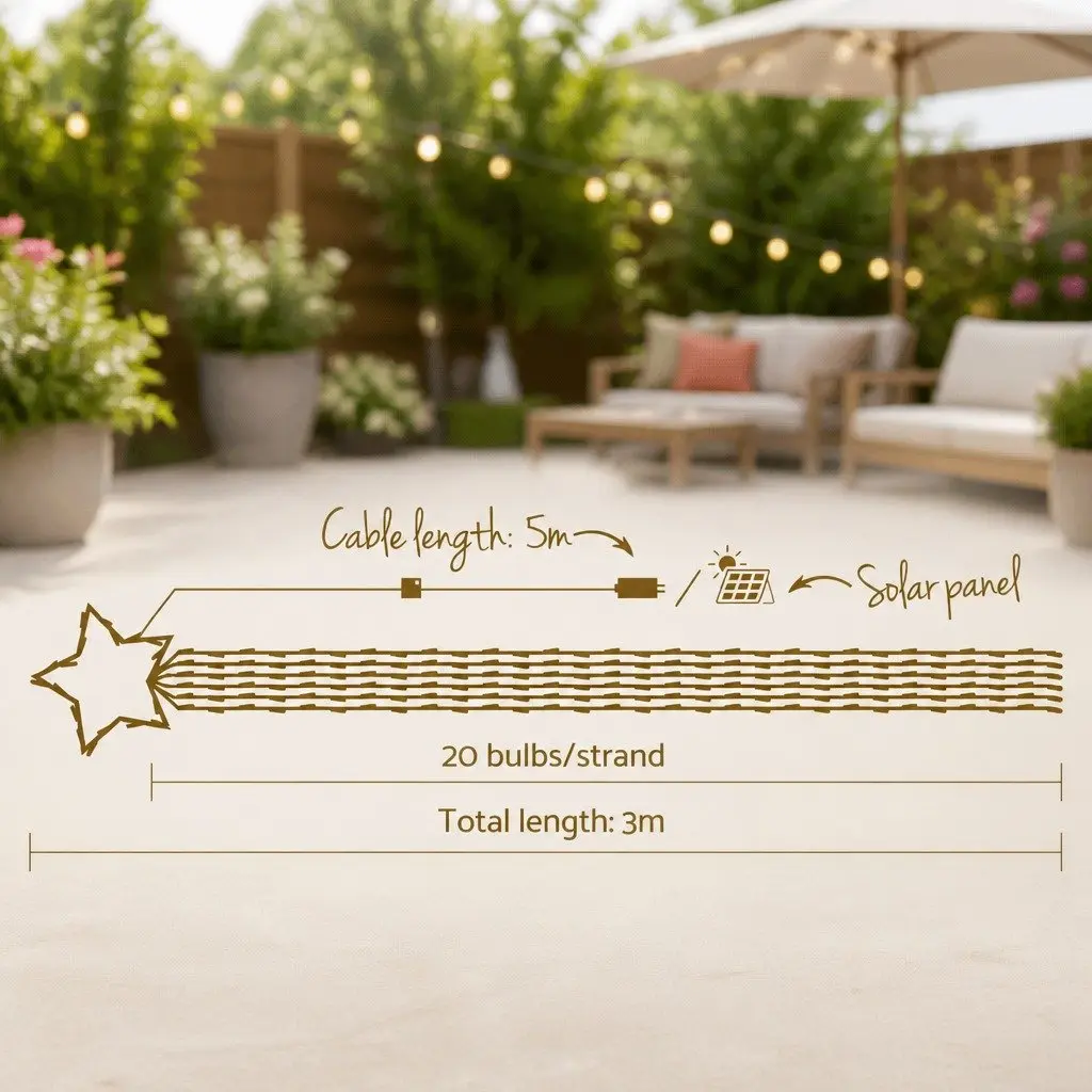 Solar Christmas Lights Outdoor 3M String Light 200 LED Multi-Coloured