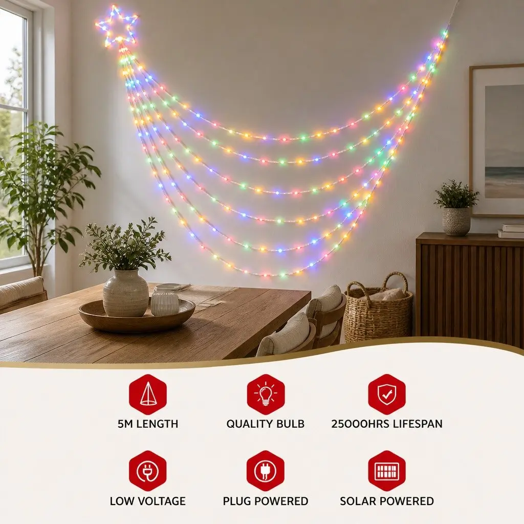 Cascading Solar LED String Lights for Outdoor Use 5M