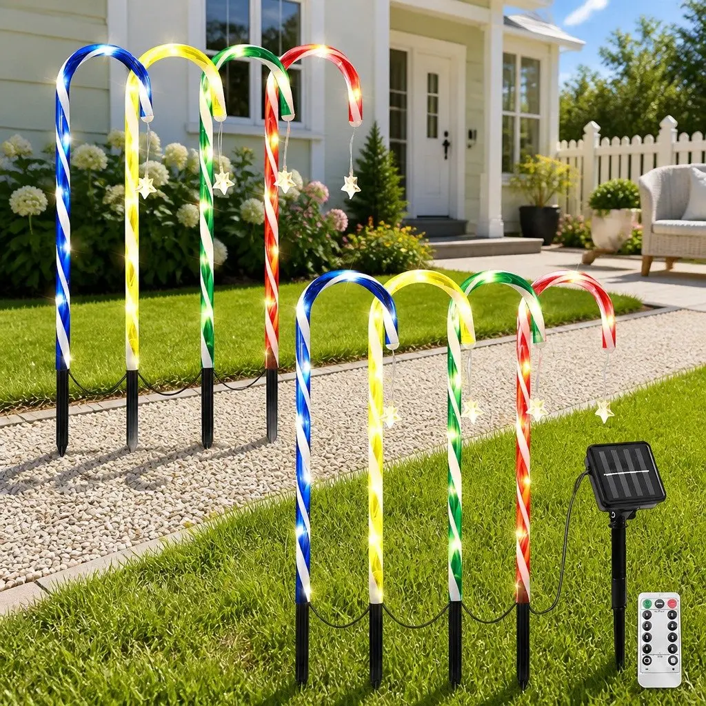8 PCS Christmas Path Ground Lights 72 LED Outdoor Garden Decorations Multicolour