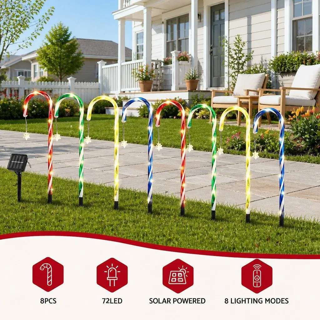 8 PCS Christmas Path Ground Lights 72 LED Outdoor Garden Decorations Multicolour