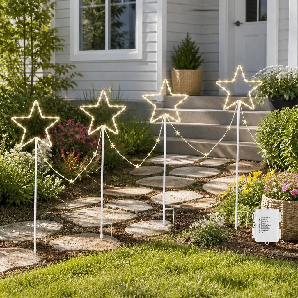 Christmas Lights Path Ground Light Garden Decorations 144 LED Star 8 Modes