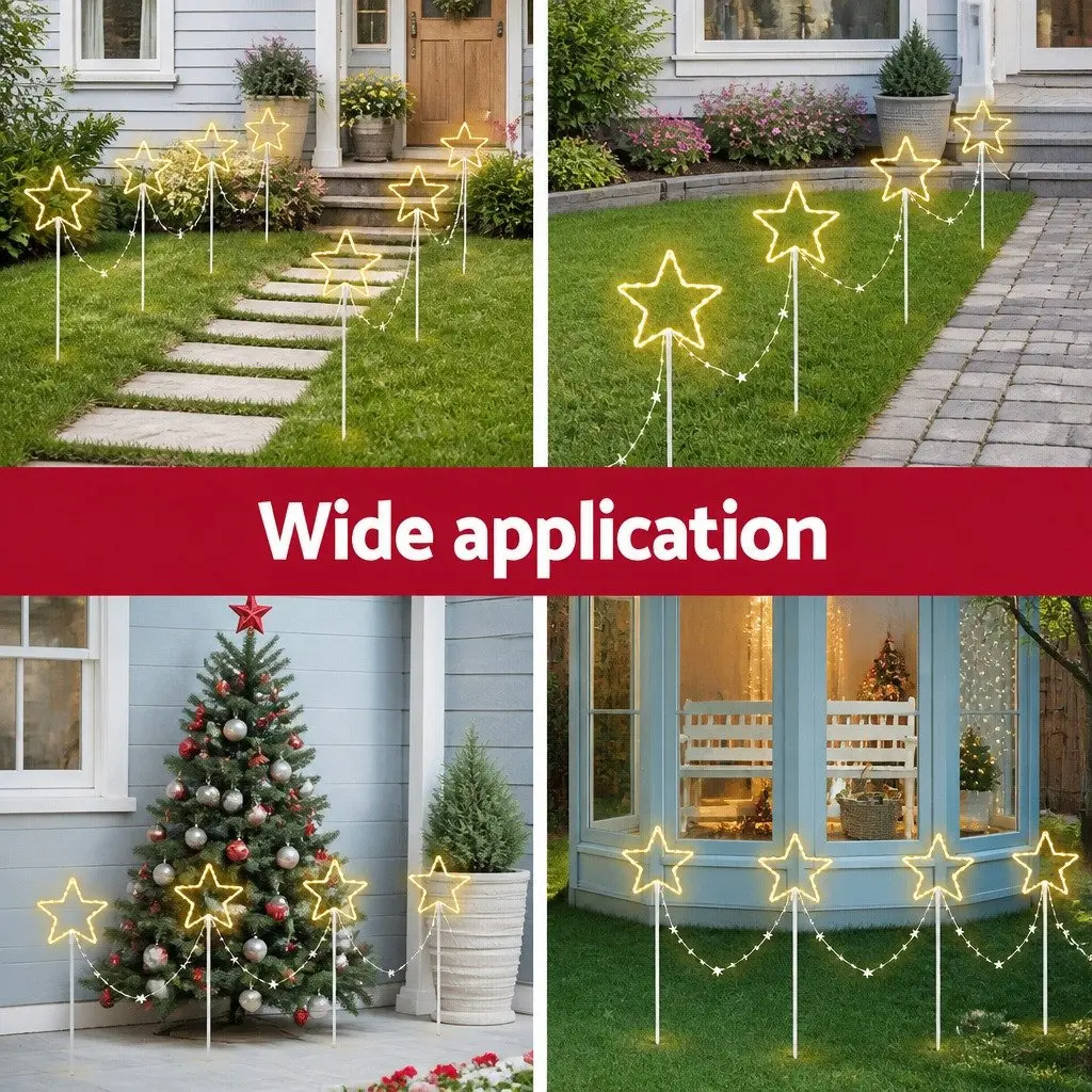 Christmas Lights Path Ground Light Garden Decorations 144 LED Star 8 Modes