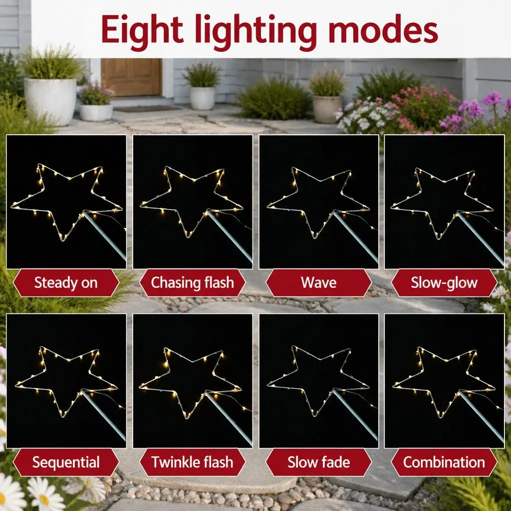 Christmas Lights Path Ground Light Garden Decorations 144 LED Star 8 Modes