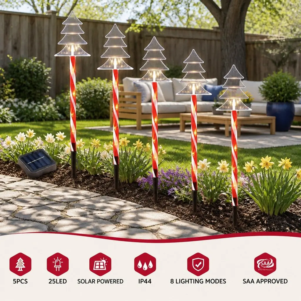 Solar LED Christmas Path Lights 5 PCS