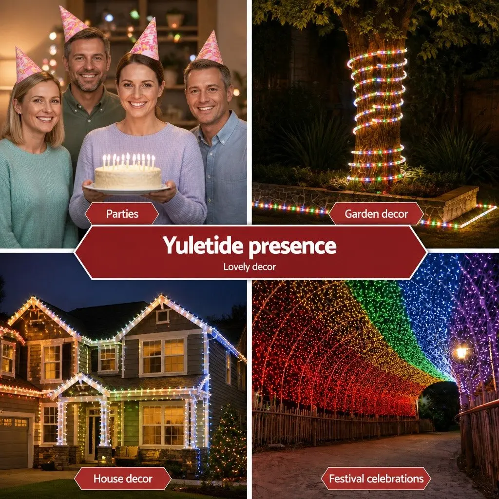 Christmas Rope Lights Indoor Outdoor 20M 600 LED Multicolour String Decorations