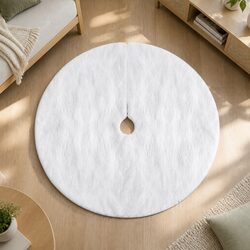 120cm White Polyester Christmas Tree Skirt for Easy Care