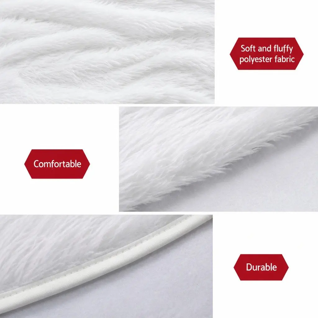 Christmas Tree Skirt 120cm White Plush Fluffy Holiday Decoration