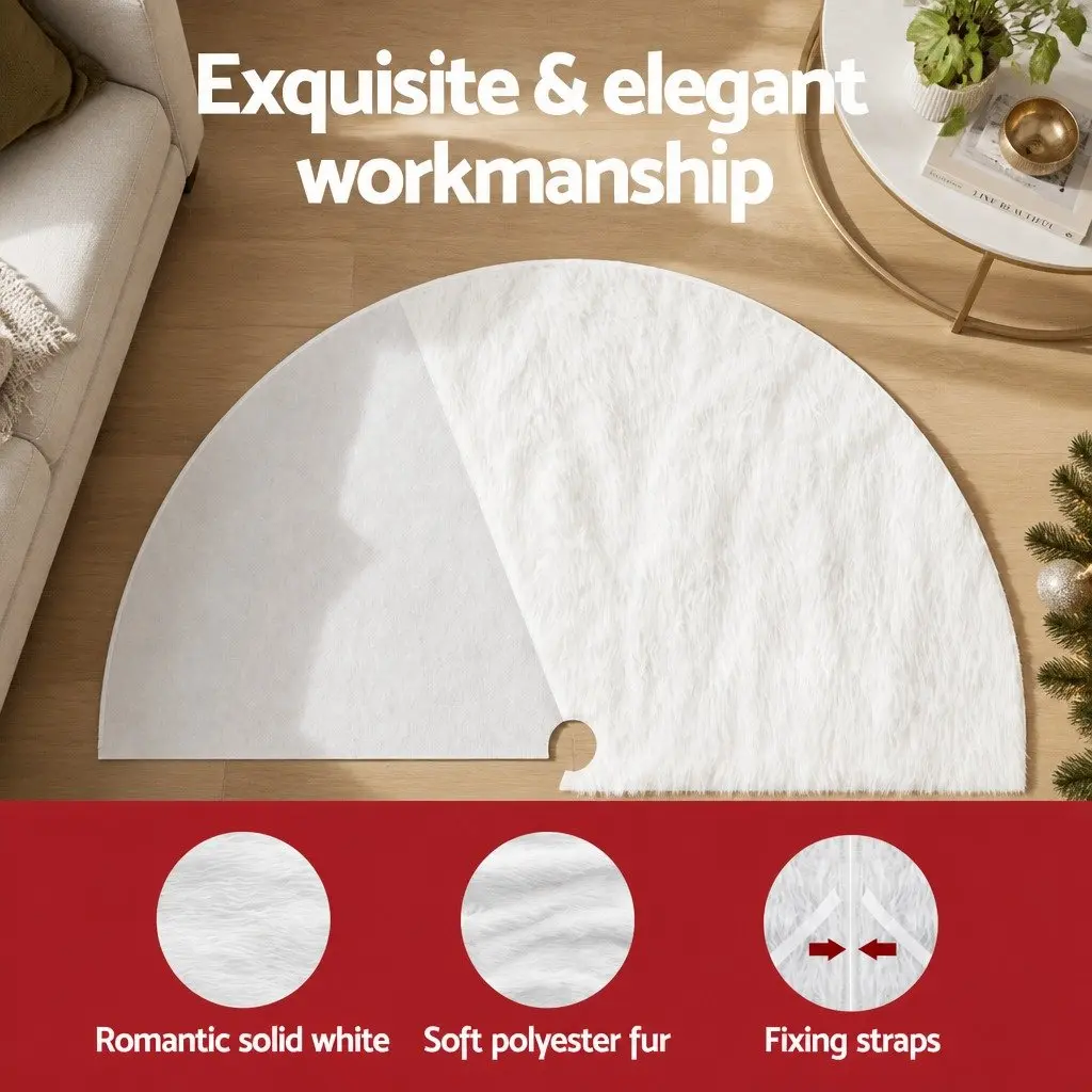 Christmas Tree Skirt 90cm White Plush for Holiday Decor