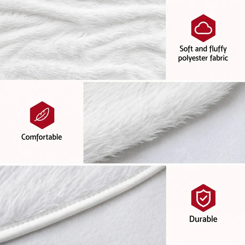 Christmas Tree Skirt 90cm White Plush for Holiday Decor