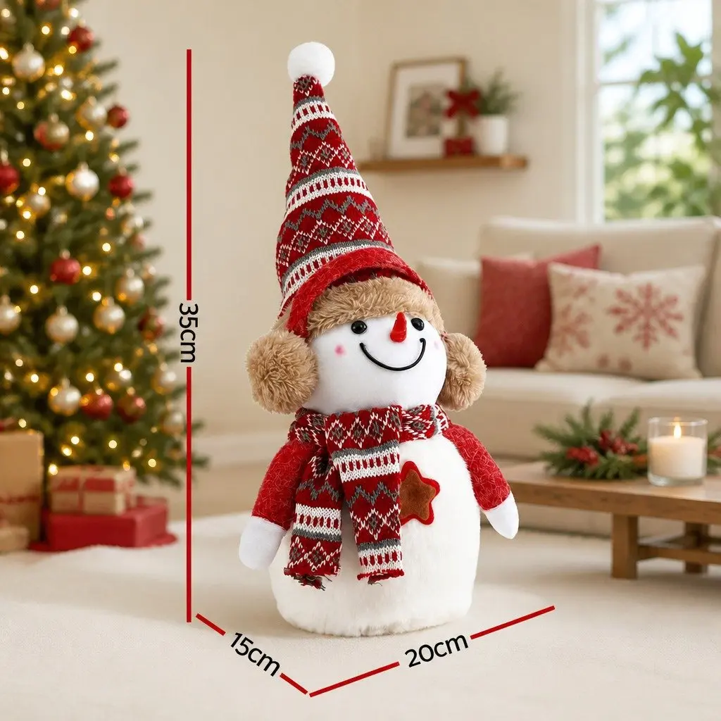 Christmas Snowman Plush Ornament for Holiday Party Table 35cm