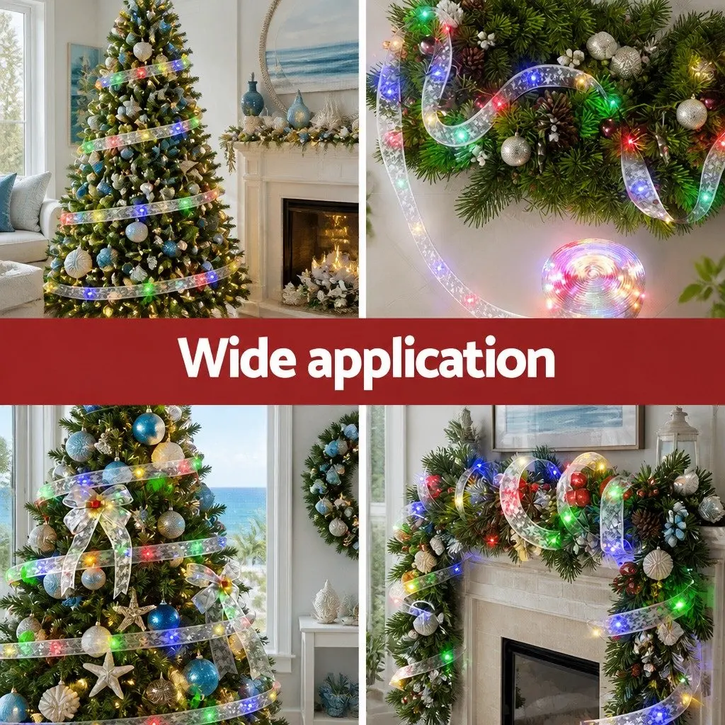 Christmas Lights Indoor Outdoor 20M 200 LED Multicolour Ribbon String Decoration