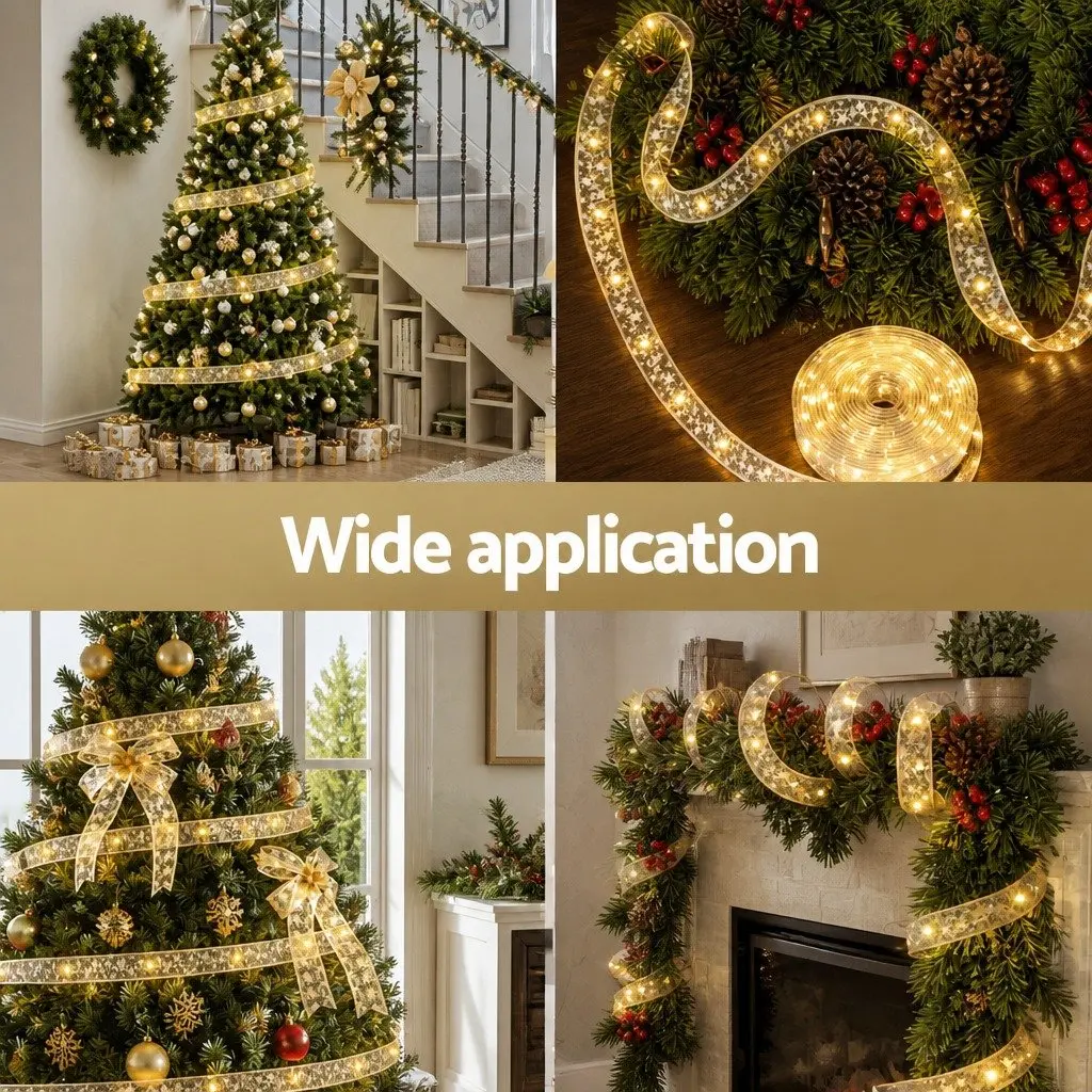 Christmas Lights Indoor Outdoor 20M 200 LED Warm White Ribbon