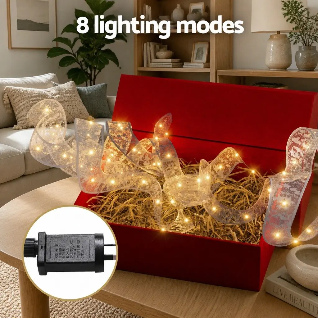 Christmas Lights Indoor Outdoor 20M 200 LED Warm White Ribbon