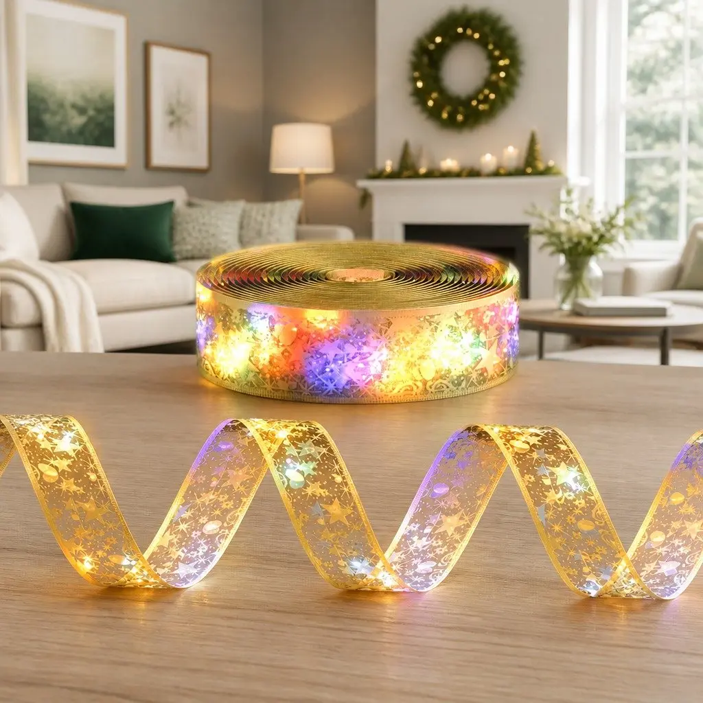 Ribbon String Light Indoor Outdoor 20M 200 LED Golden Christmas