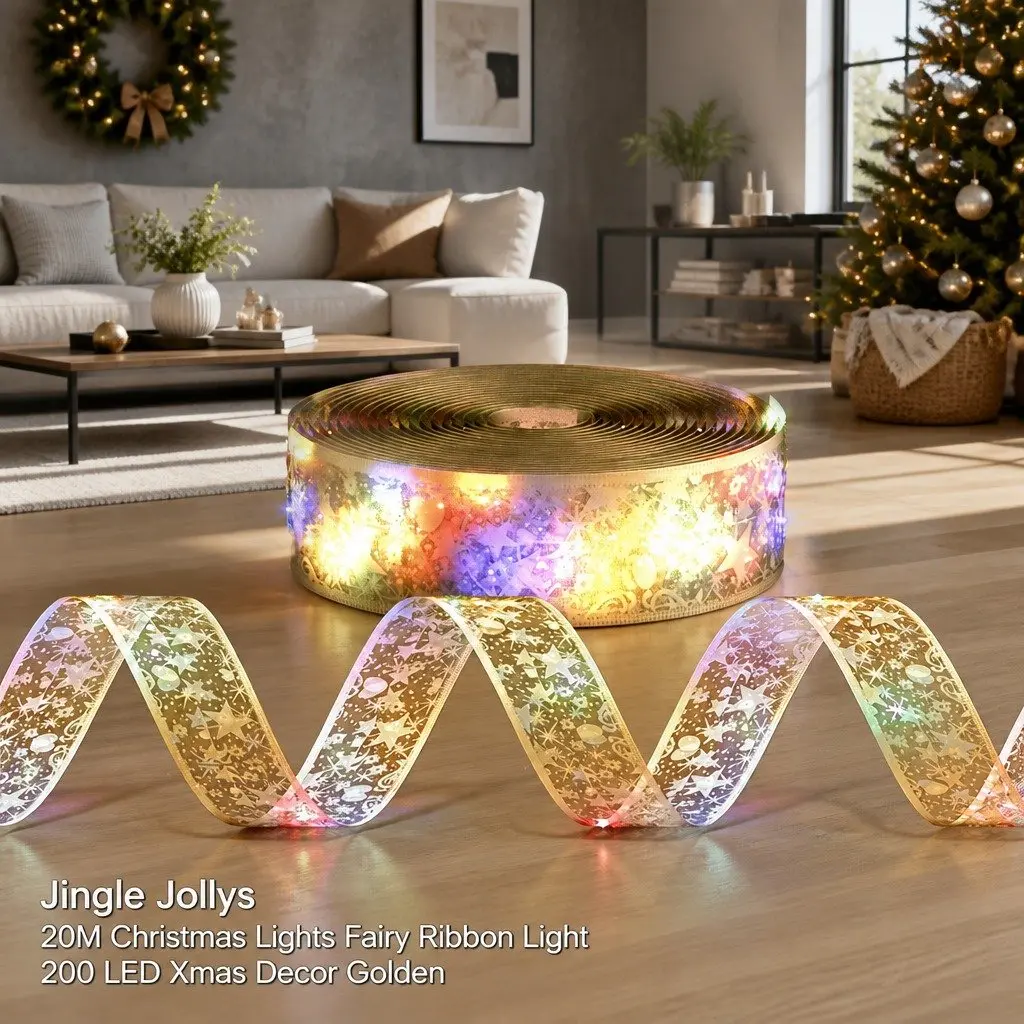 Ribbon String Light Indoor Outdoor 20M 200 LED Golden Christmas